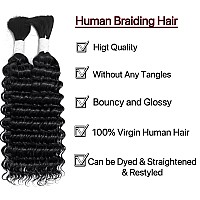 Deep Wave Bulk Human Hair Braiding Hair 100 Percent Human Hair Unprocessed Brazilian Virgin Hair For Human Hair Extensions 2 Bra