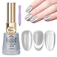 Mizhse Cat Eye Gel Nail Polish 12Ml Silver Moonlight Cat Eye Nail Polish Glitter Velvet Smooth Cats Eye Soak Off U V Led Gel Pol