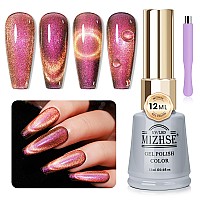 Mizhse 9D Cat Eye Gel Nail Polish Red Cat Eye Magnetic Gel Nail Polish 12Ml Dual Colors Chameleon Effect Silky Galaxy Cateye Ge