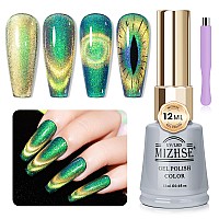 Mizhse 9D Cat Eye Gel Nail Polish 12Ml Green Cat Eye Magnetic Gel Nail Polish Dual Colors Chameleon Cateye Soak Off Led Gel Pol