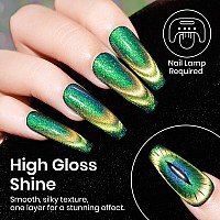 Mizhse 9D Cat Eye Gel Nail Polish 12Ml Green Cat Eye Magnetic Gel Nail Polish Dual Colors Chameleon Cateye Soak Off Led Gel Pol