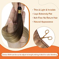 Full Shine Genius Weft Human Hair Machine Remy Straight Hair Extensions Sew In Hand Tied Hair Extensions Virgin Hair Color 382