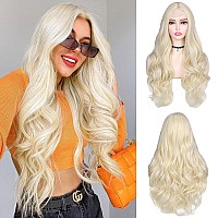 Lady Miranda Blonde Wigs For Women Middle Part Long Body Wave Synthetic Wigs Heat Resistant Synthetic Hair Looking Natural 1Bl