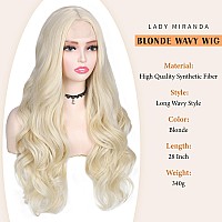 Lady Miranda Blonde Wigs For Women Middle Part Long Body Wave Synthetic Wigs Heat Resistant Synthetic Hair Looking Natural 1Bl