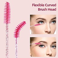 100 Pcs Disposable Eyelash Brush With 1 Container And 200 Pcs Lip Brush Crystal Lip Applicators Eyebrow Spoolies Brush Mascara