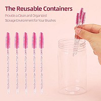 100 Pcs Disposable Eyelash Brush With 1 Container And 200 Pcs Lip Brush Crystal Lip Applicators Eyebrow Spoolies Brush Mascara