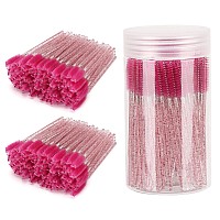 300 Pcs Disposable Eyelash Brush With 1 Container Crystal Eyebrow Spoolies Brush Mascara Wands Makeup Brushes Applicators Kits