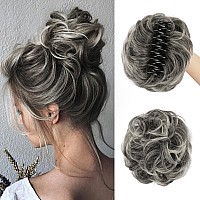 Sofeiyan Claw Clip Messy Bun Hair Piece Synthetic Tousled Updo Hair Extensions Wavy Curly Hair Bun Clip In Claw Chignon Ponytail