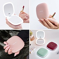 Mocado Compact Led Travel Makeup Mirror 4 Inches 1X10X Magnification Travel Mirror With Light Dimmable Double Sides Lighted U