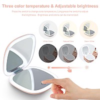 Mocado Compact Led Travel Makeup Mirror 4 Inches 1X10X Magnification Travel Mirror With Light Dimmable Double Sides Lighted U