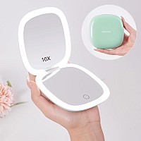 Mocado Compact Led Travel Makeup Mirror 4 Inches 1X10X Magnification Travel Mirror With Light Dimmable Double Sides Lighted U