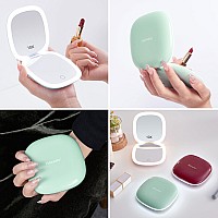 Mocado Compact Led Travel Makeup Mirror 4 Inches 1X10X Magnification Travel Mirror With Light Dimmable Double Sides Lighted U