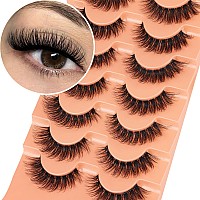 Kiromiro Lashes Clear Band False Eyelashes Wispy Faux Mink Lashes Fluffy 15Mm Natural Fake Lashes Cat Eye Strip Eyelashes Pack 7