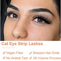 Kiromiro Lashes Clear Band False Eyelashes Wispy Faux Mink Lashes Fluffy 15Mm Natural Fake Lashes Cat Eye Strip Eyelashes Pack 7