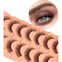 Kiromiro Lashes Wispy Clear Band Eyelashes Natural Look 12Mm Short Natural False Lashes Fluffy Cat Eye Strip Lashes Pack 7 Pairs