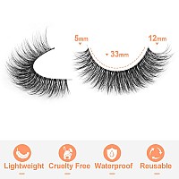 Kiromiro Lashes Wispy Clear Band Eyelashes Natural Look 12Mm Short Natural False Lashes Fluffy Cat Eye Strip Lashes Pack 7 Pairs