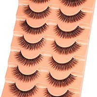 Kiromiro Lashes Wispy Clear Band Eyelashes Natural Look 12Mm Short Natural False Lashes Fluffy Cat Eye Strip Lashes Pack 7 Pairs