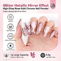 Saviland Rose Gold Chrome Nail Powder 1G Metallic Mirror Effect Rose Gold Chrome Powder For Nails Professional Gel Polish Chr