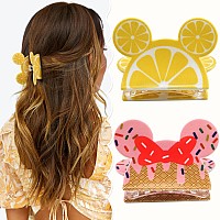 2Pcs Mouse Ears Hair Claw Clips For Women Girls Cute Cartoon Mouse Ears Barrettes Hair Accessories For Thin Hair Small Medium