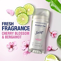 Secret Clinically Proven Aluminum Free Deodorant For Women Cherry Blossom Bergamot Scent 24 Oz