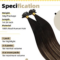 Ugeat U Tip Hair Extensions Human Hair Ombre K Tip Hair Extensions Real Human Hair Natural Black To Dark Brown Mix Caramel Brown