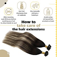 Ugeat U Tip Hair Extensions Human Hair Ombre K Tip Hair Extensions Real Human Hair Natural Black To Dark Brown Mix Caramel Brown