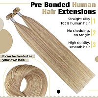 Ugeat Blonde U Tip Hair Extensions Human Hair Dark Ash Blonde Highlights Golden Blonde U Tip Remy Hair Extensions Keratin Hot Fu