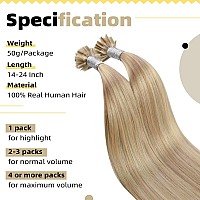 Ugeat Blonde U Tip Hair Extensions Human Hair Dark Ash Blonde Highlights Golden Blonde U Tip Remy Hair Extensions Keratin Hot Fu