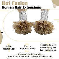 Ugeat Blonde Extensions K Tip Real Human Hair K Tip Extensions Dark Ash Blonde Highlights Golden Blonde Keratin Fusion Human Hai