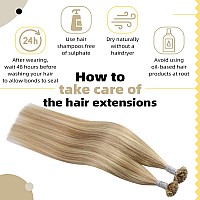 Ugeat Blonde Extensions K Tip Real Human Hair K Tip Extensions Dark Ash Blonde Highlights Golden Blonde Keratin Fusion Human Hai