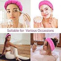 Chanaco Makeup Headband Spa Skincare Face Wash Wrist Bands For Washing Face Rose Red Sponge Hair Accessories For Teen Girls A