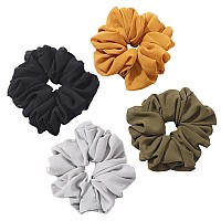 Artilady Chiffon Jumbo Scrunchies 4 Pack Scrunchies For Thickcurly Hair Soft Hair Ties Large Ponytail Holder Big Hair Band Ove