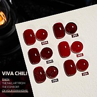 Gaoy Viva Chili Gel Nail Polish Set Of 6 Colors Including Burgundy Red Glitter Red Jelly Gel Polish Kit For Salon Gel Manicure A