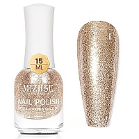 Mizhse Glitter Nail Polish Metallic Gold Nail Polish Air Dry Fast 15 Ml High Glossy Sparkle Shiny Nail Pigment Waterbased Chr