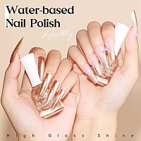 Mizhse Glitter Nail Polish Metallic Gold Nail Polish Air Dry Fast 15 Ml High Glossy Sparkle Shiny Nail Pigment Waterbased Chr