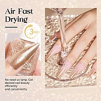 Mizhse Glitter Nail Polish Metallic Gold Nail Polish Air Dry Fast 15 Ml High Glossy Sparkle Shiny Nail Pigment Waterbased Chr