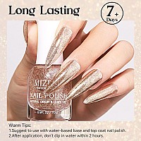 Mizhse Glitter Nail Polish Metallic Gold Nail Polish Air Dry Fast 15 Ml High Glossy Sparkle Shiny Nail Pigment Waterbased Chr