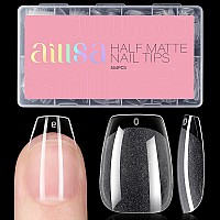 Aillsa Short Coffin Nail Tips 504Pcs Gel Nail Tips Full Cover Soft Nail Tips For Home Salon Diy Extension Half Matte False Gelly