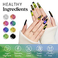 Mizhse Cat Eye Gel Nail Polish 8 Colors Magnetic Gel Polish Set With Magnet Stick Chameleon High Gloss Spring Colors Green Yel