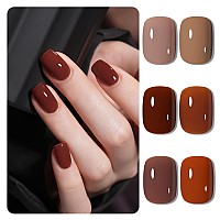 Gaoy Hot Fudge Jelly Gel Nail Polish Of 6 Transparent Nude Brown Orange Pumpkin Colors Sheer Gel Polish Kit For Salon Gel Manicu