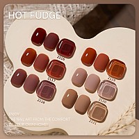 Gaoy Hot Fudge Jelly Gel Nail Polish Of 6 Transparent Nude Brown Orange Pumpkin Colors Sheer Gel Polish Kit For Salon Gel Manicu