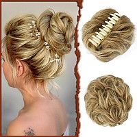 Sofeiyan Claw Clip Messy Bun Hair Piece Synthetic Tousled Updo Hair Extensions Wavy Curly Hair Bun Clip In Claw Chignon Ponytail