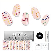 Adora Couture Semi Cured Gel Nail Strips 20Pcs Gel Nail Wraps Kit For Women Gingham Pattern With Beige Color Gel Wraps For N