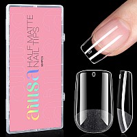 Aillsa Short Square Nail Tips 504Pcs Soft Gel Full Cover Nail Tips Half Matte False Gelly Nail Tips Press On Clear Nail Tips For