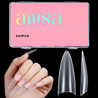 Aillsa Long Stiletto Nail Tips Acrylic Clear Half Cover Nail Tips Almond Gel Long Nail Tips False Matte Nail Extension Press On