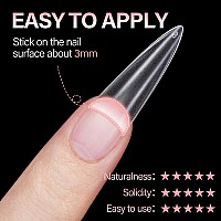 Aillsa Long Stiletto Nail Tips Acrylic Clear Half Cover Nail Tips Almond Gel Long Nail Tips False Matte Nail Extension Press On