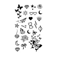 Mapofbeauty 2 Pcs Black Butterfly Heartshaped Flower Prints Temporary Waterproof Tattoo Sticker