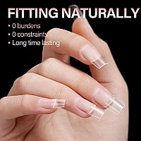 Aillsa Short Coffin Nail Tips Acrylic Clear Half Cover Nail Tips False Gel Nail Tips Fake Matte Nail Tips Nail Extension Press O