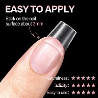 Aillsa Short Coffin Nail Tips Acrylic Clear Half Cover Nail Tips False Gel Nail Tips Fake Matte Nail Tips Nail Extension Press O