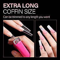 Aillsa Extra Long Coffin Nail Tips Tapered Acrylic Half Cover Nail Tips False Matte Nail Tips Soft Gel Preshaped Nail Extension